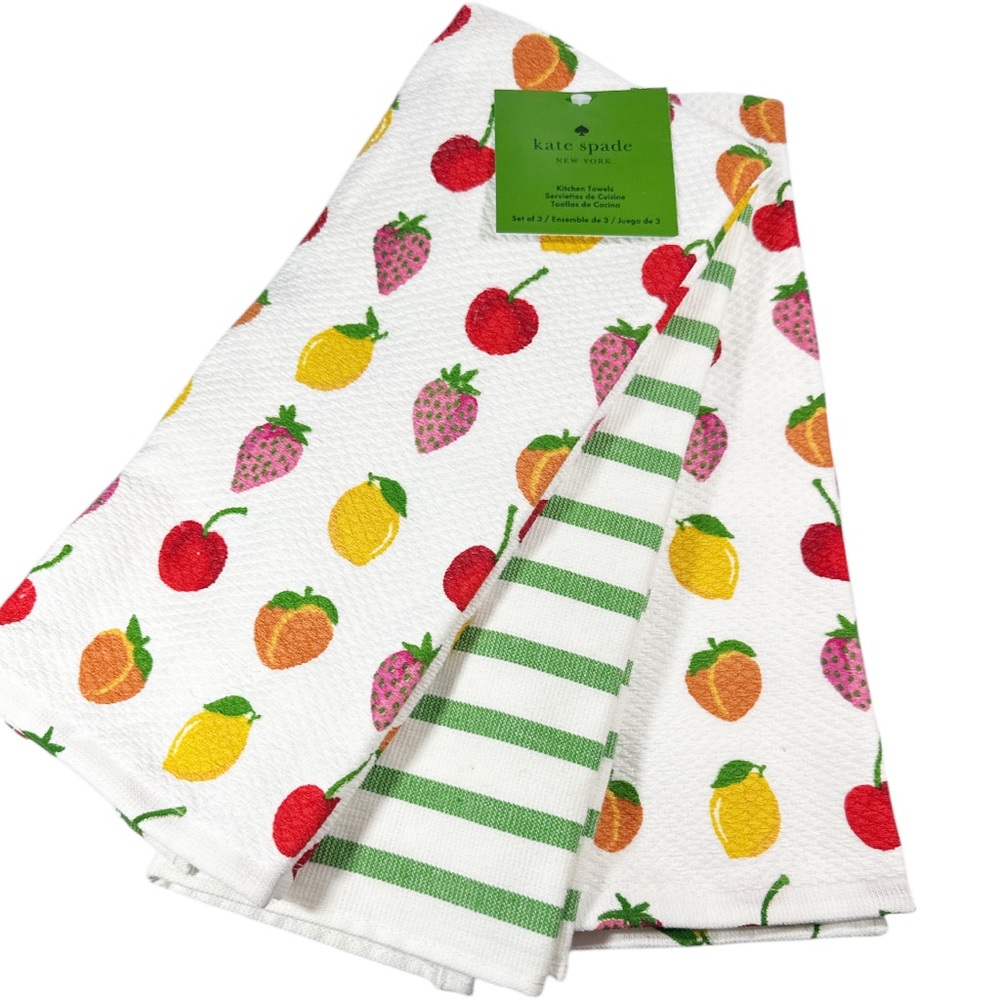 NEW Kate Spade FRUIT DESIGN Kitchen Towel Set/3
